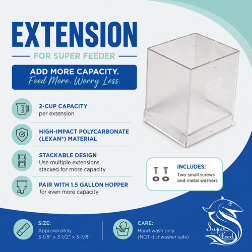 2 cup clear extension for more kibble capacity