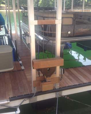 feeder mounted on dock at the lake